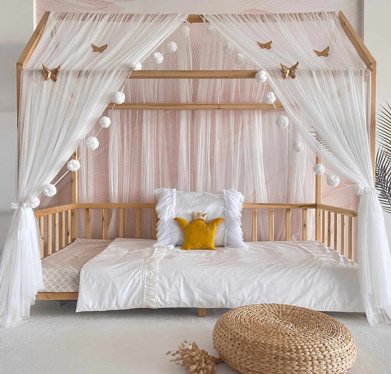 House bed - canopy ecru / white