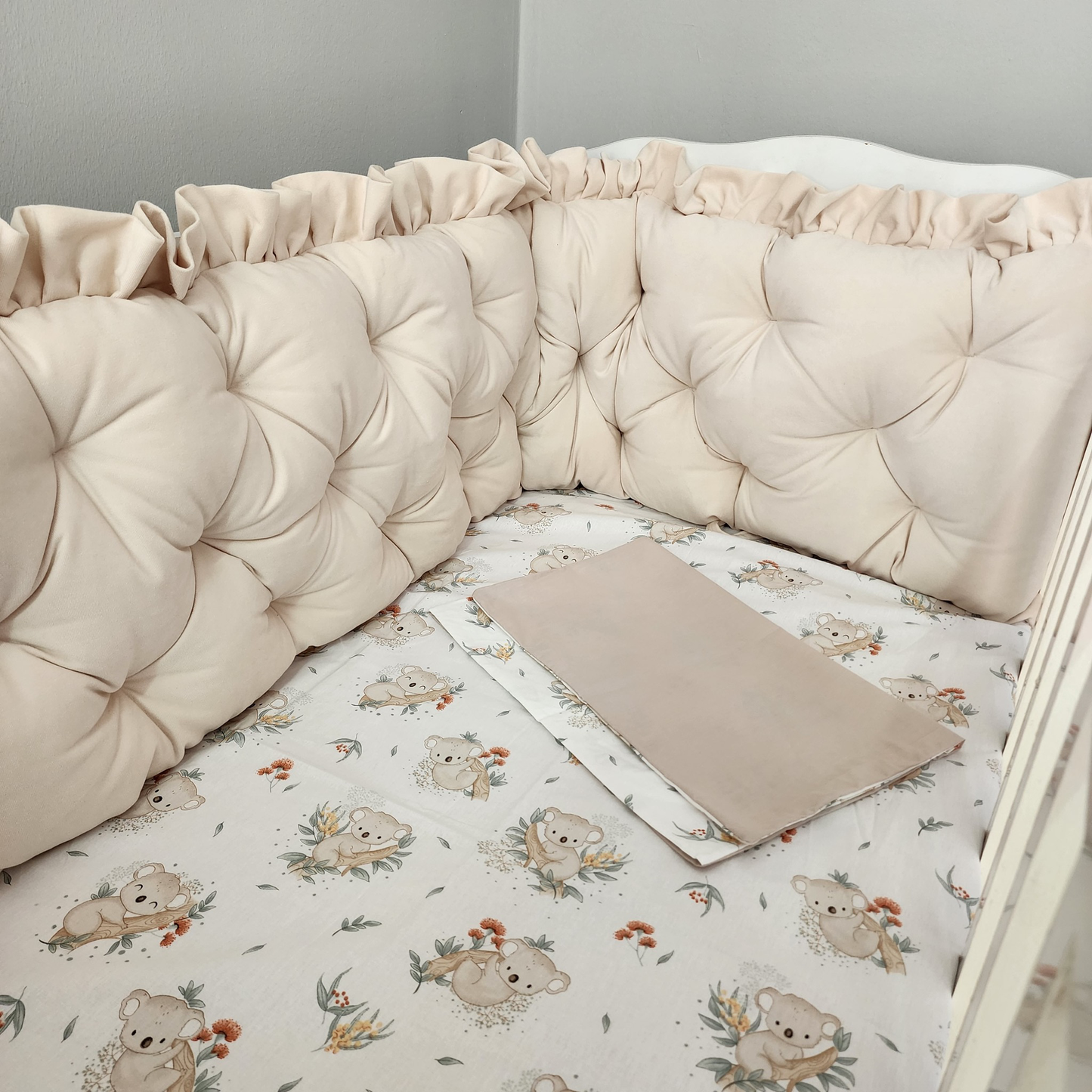 Velvet bed border cream, Koala bed linen