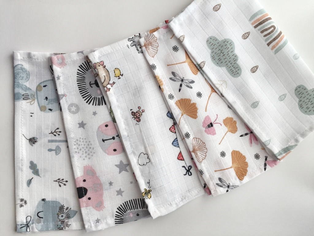 Muslin Burp Cloths 5 Pieces
