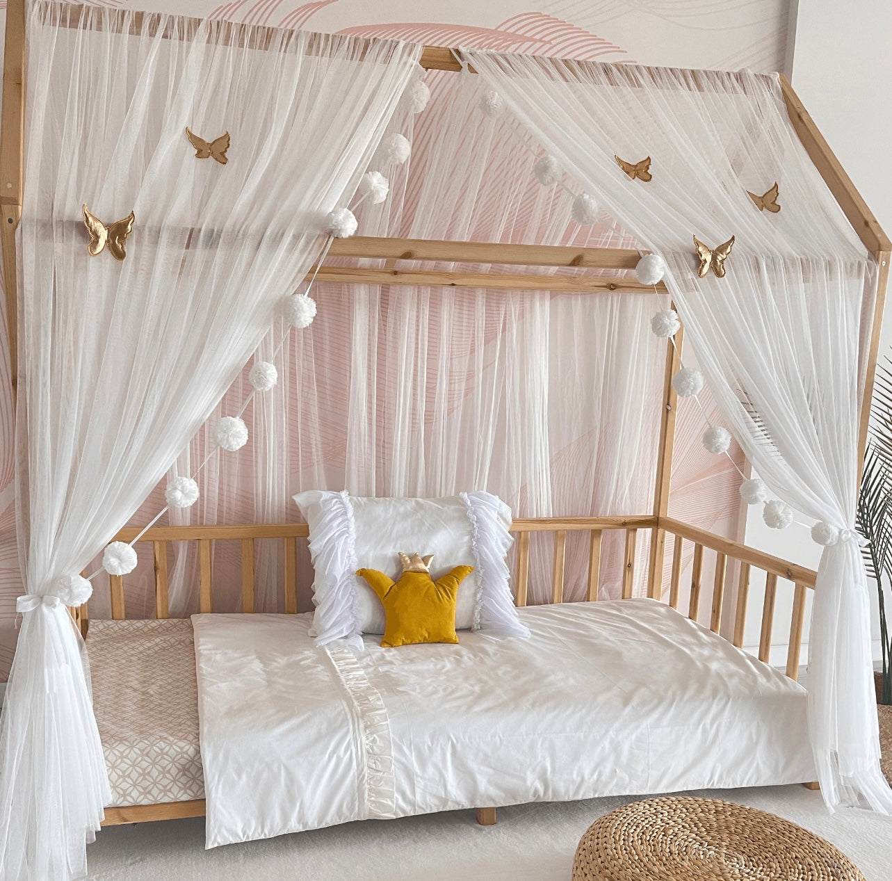 House bed - canopy ecru / white