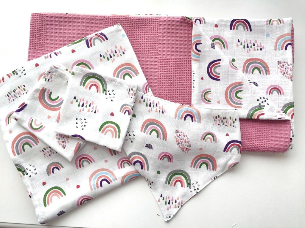 Muslin Newborn SparSet pink rainbow