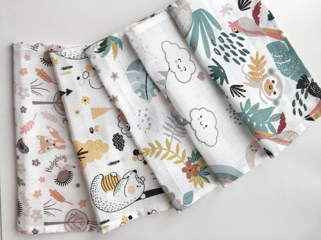 Muslin Burp Cloths 5 Pieces