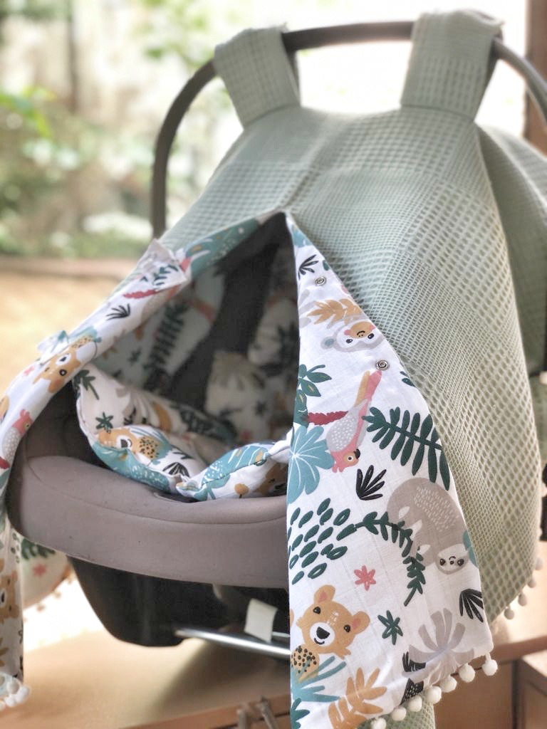 Baby car seat set 2-layer, green jungle