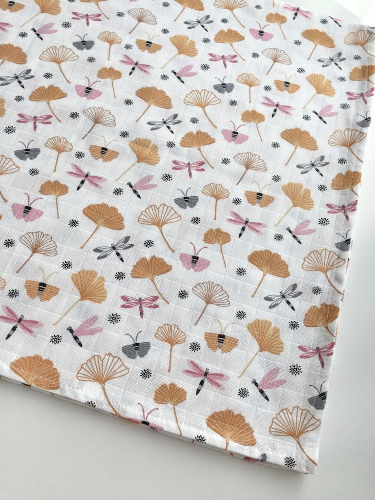 XL muslin cloth orange flowers