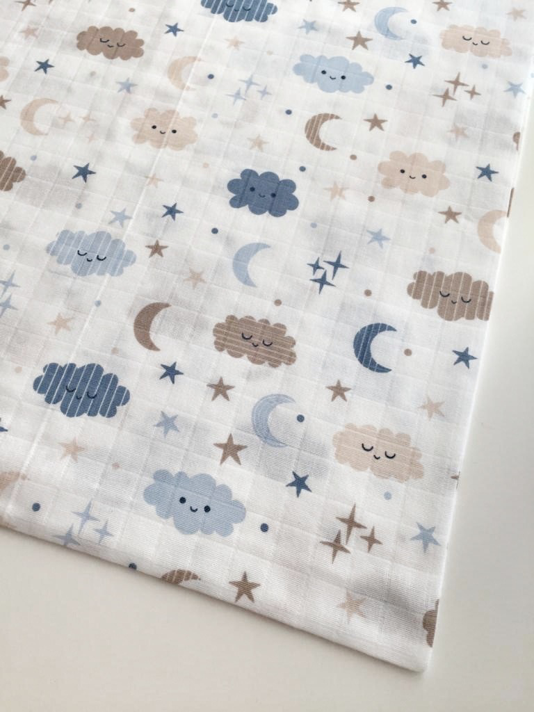 XL muslin cloth blue clouds