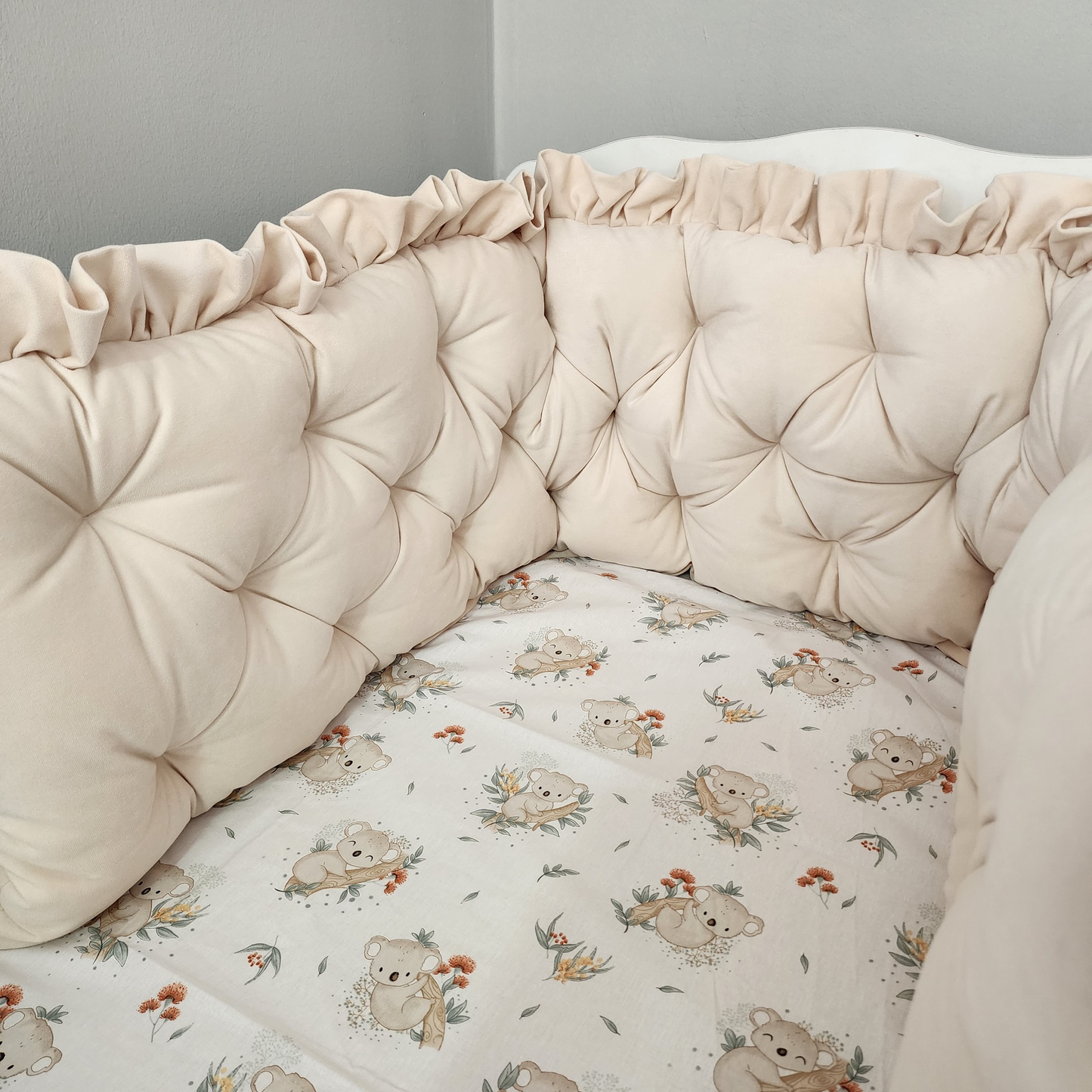 Velvet bed border cream, Koala bed linen