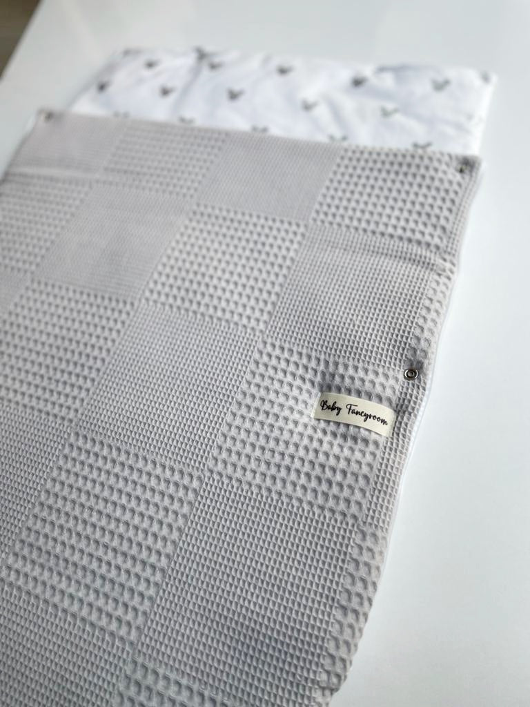 2in1 Einschlagdecke für Babyschale / Baby Schlafsack graue Mäuse