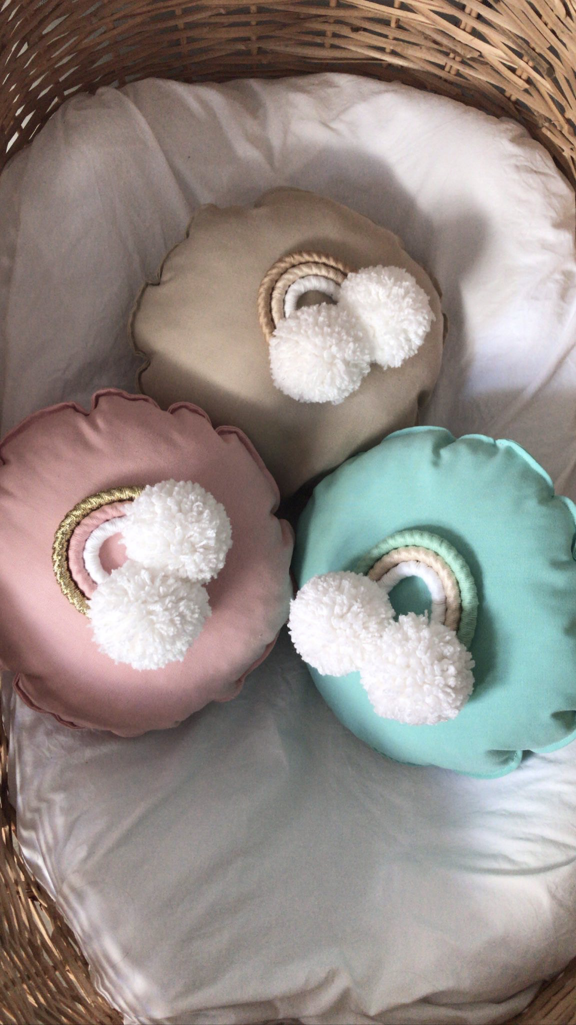 Macrame rainbow cushion mint green