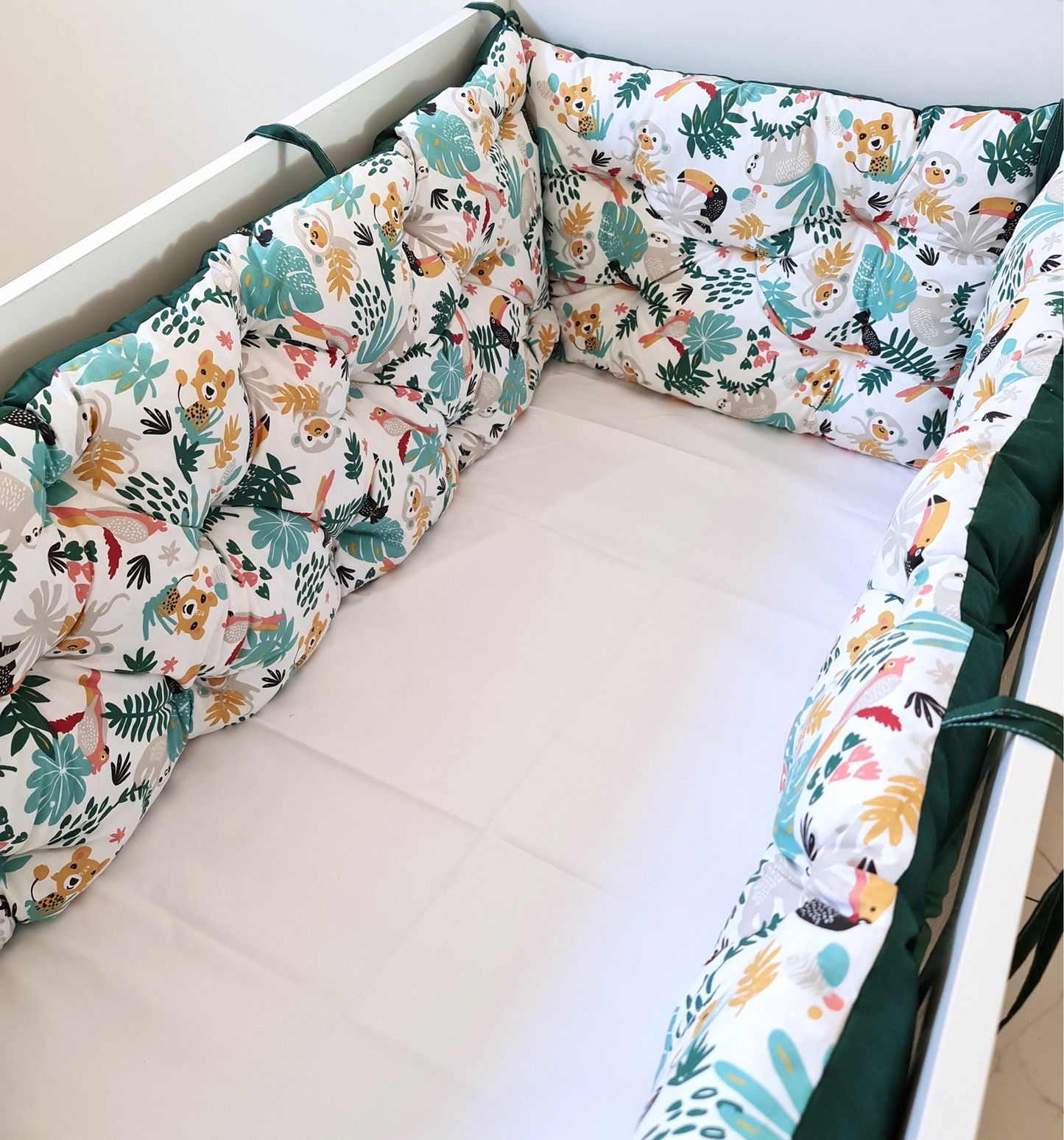 Bed border emerald green jungle, bed linen