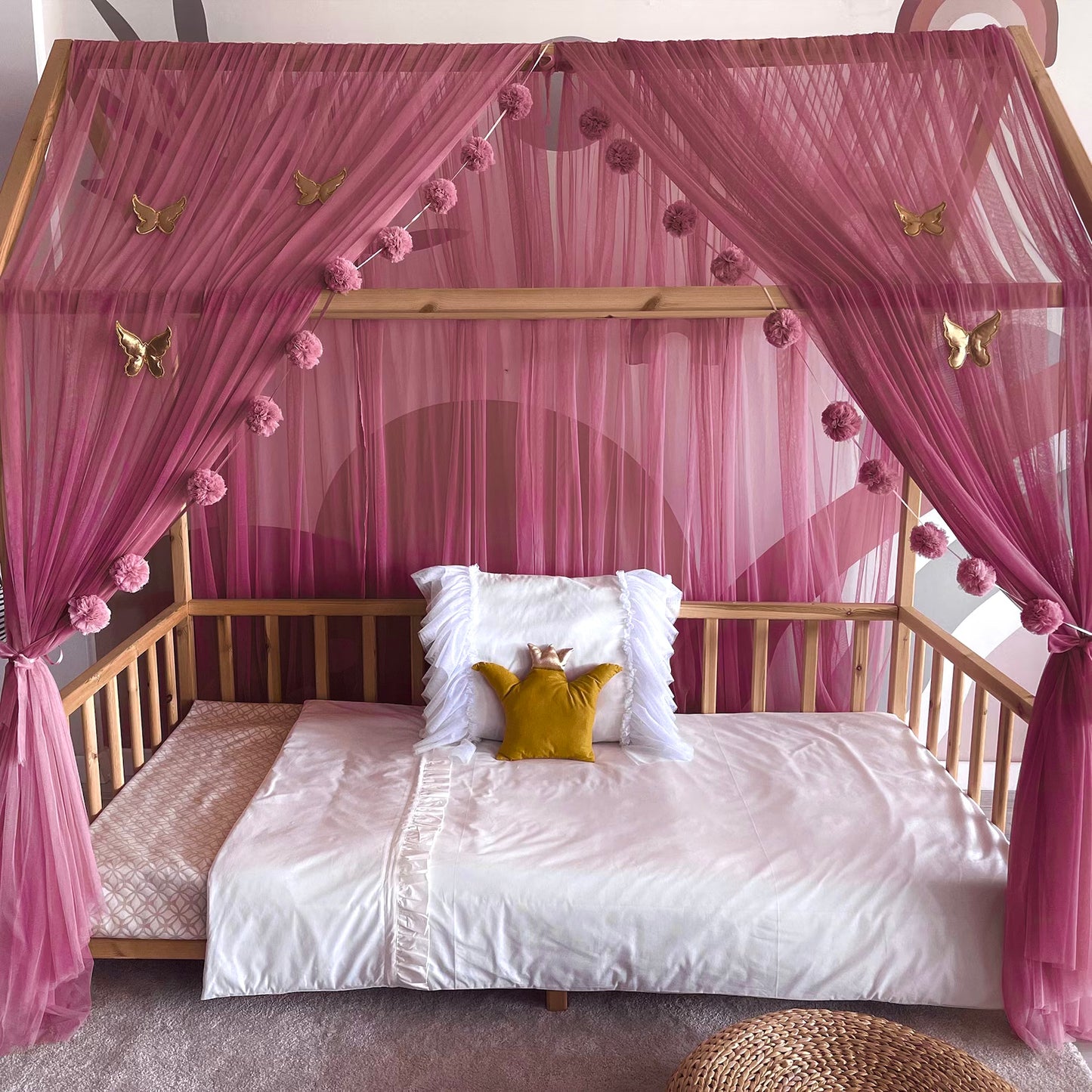 House bed - canopy dark old pink