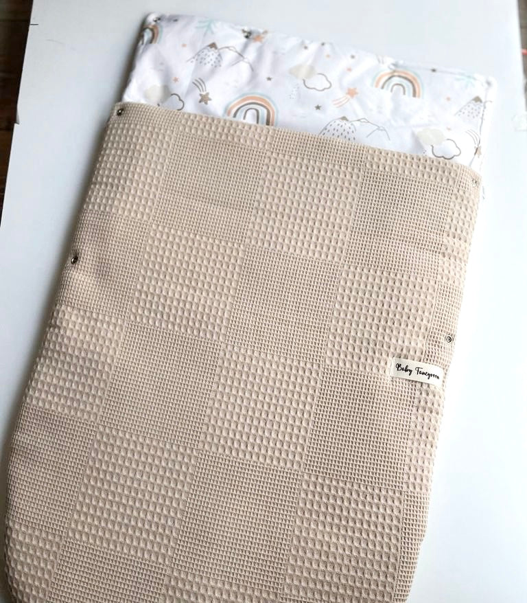 2in1 Wrap Blanket for Baby Car Seat / Baby Sleeping Bag Beige Rainbow