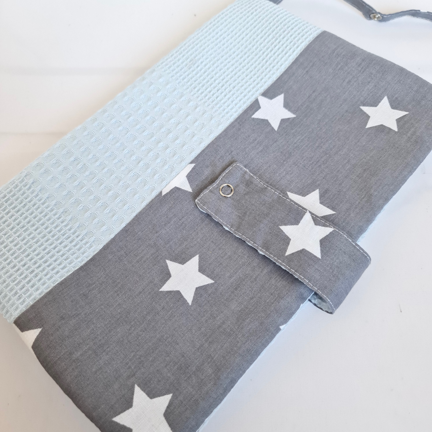 diaper bag classic light blue gray stars