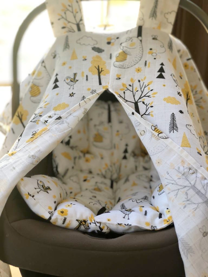 Baby Car Seat Set Yellow Bears