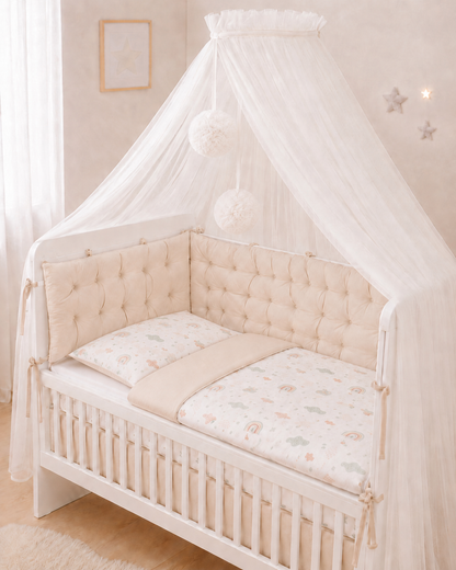 Bettumrandung beige Regenbogen, Bettwäsche