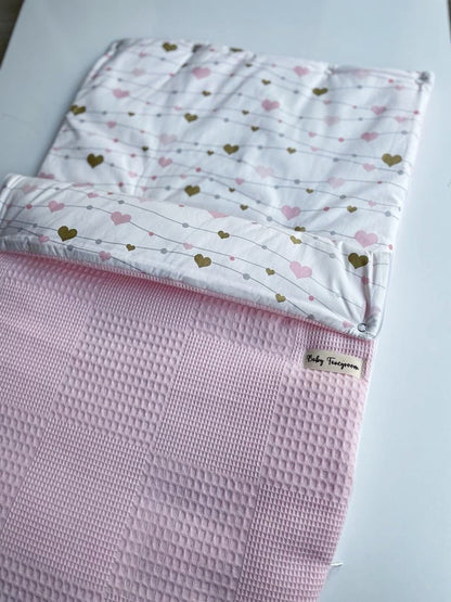 2in1 wrap for baby car seat / baby sleeping bag pink hearts