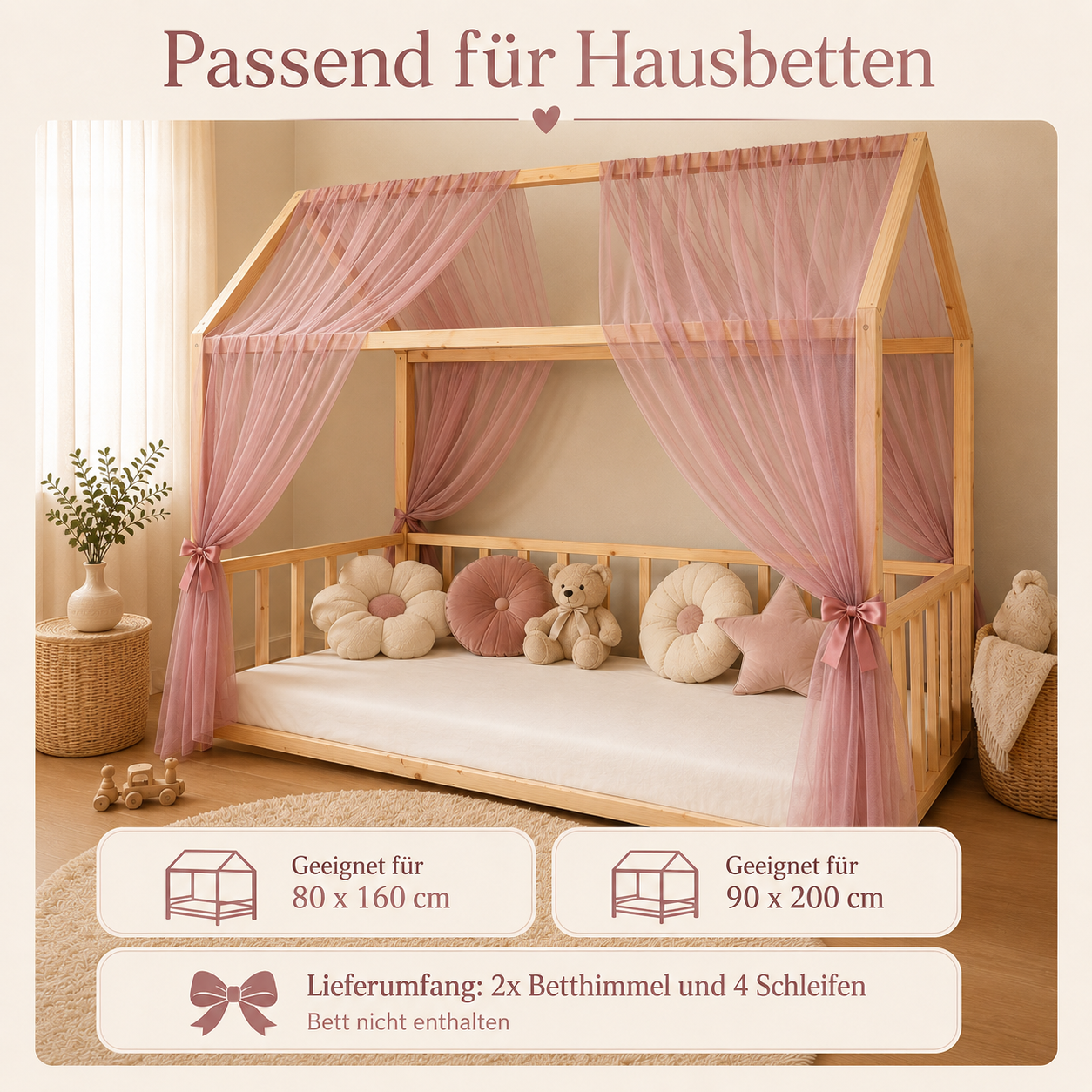 Classic Hausbetthimmel altrosa