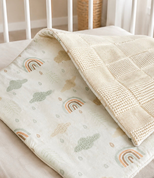 Gefütterte Babydecke hellbeige Regenbogen