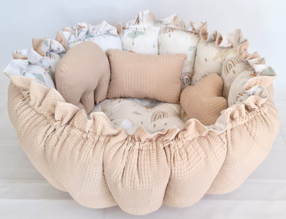 2in1 play mat / baby nest light beige rainbow