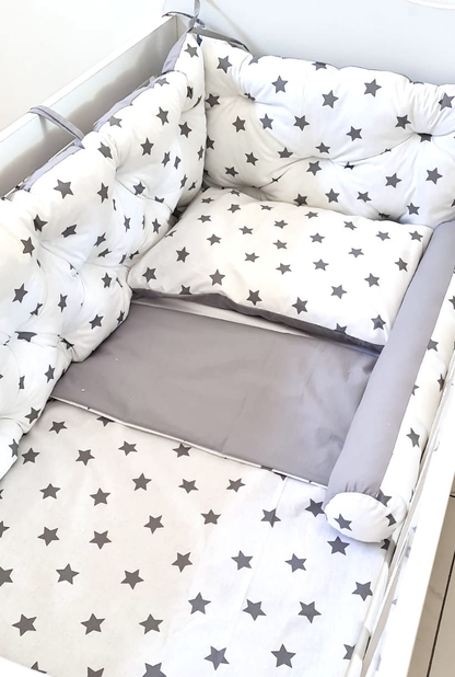 Bed border gray stars, bed linen