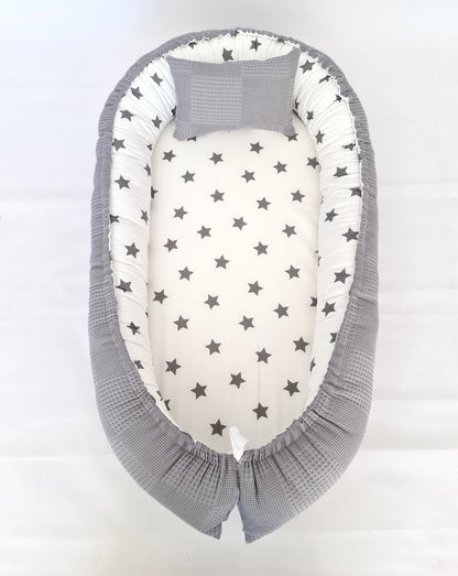 2-piece set baby nest gray white stars + summer blanket 