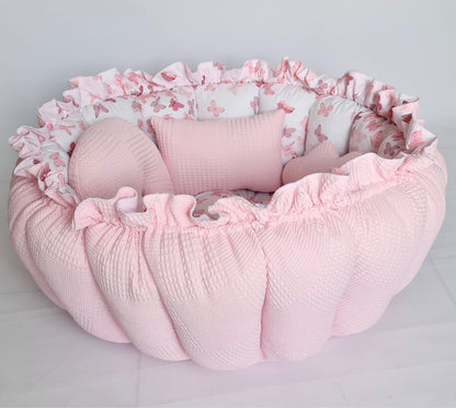 2in1 play mat / baby nest pink butterflies