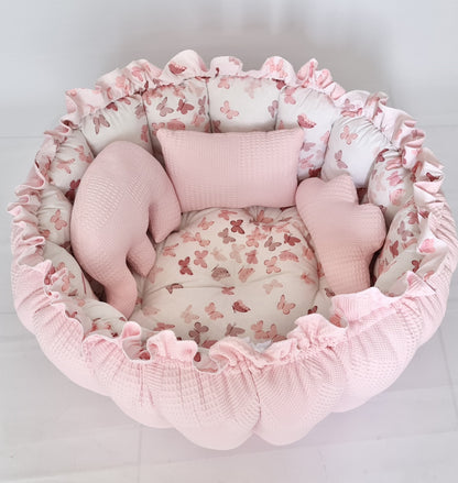 2in1 play mat / baby nest pink butterflies
