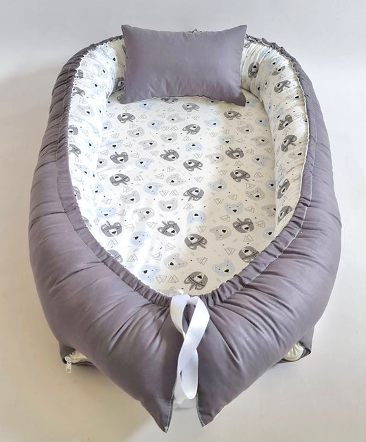 Babynestchen Anthrazit Blaue Bären