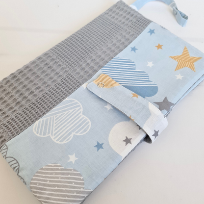 diaper bag classic gray blue clouds