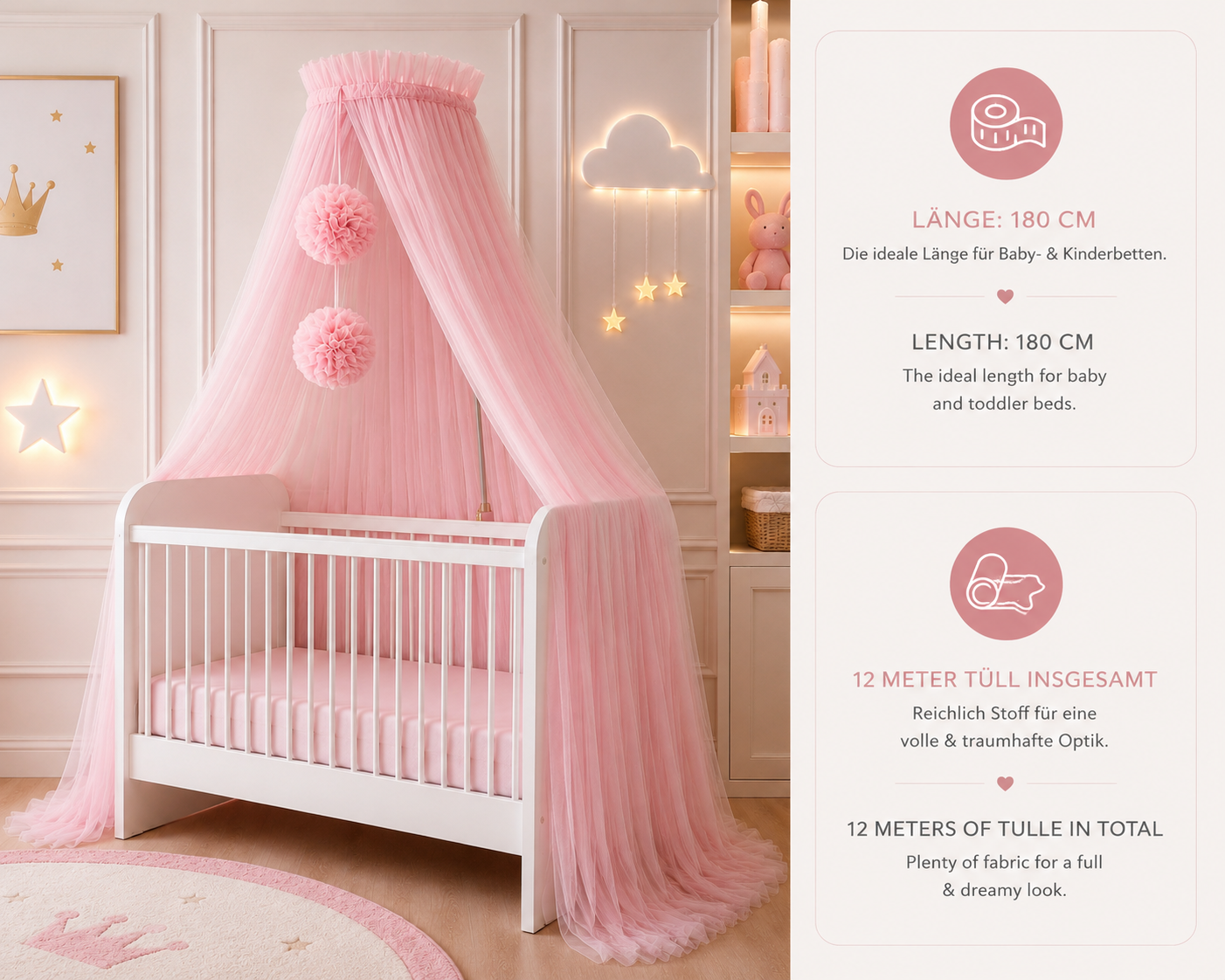 Premium Betthimmel rosa