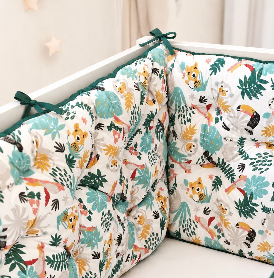 Bed border emerald green jungle, bed linen