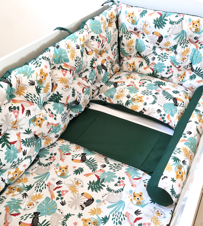 Bed border emerald green jungle, bed linen