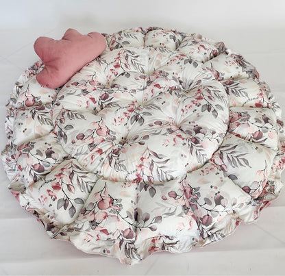 Velvet 2-in-1 play mat / baby nest old pink eucalyptus 