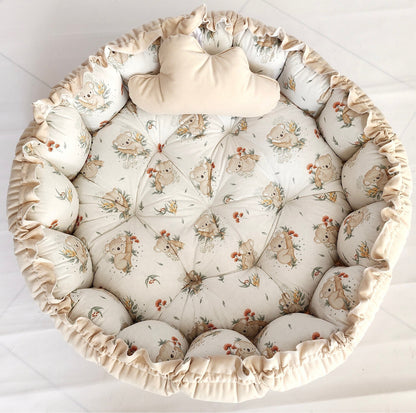 Velvet 2in1 play mat / baby nest cream koala 