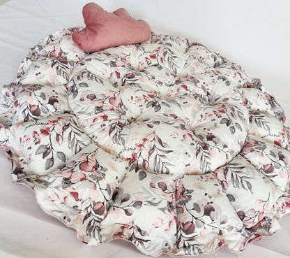 Velvet 2-in-1 play mat / baby nest old pink eucalyptus 