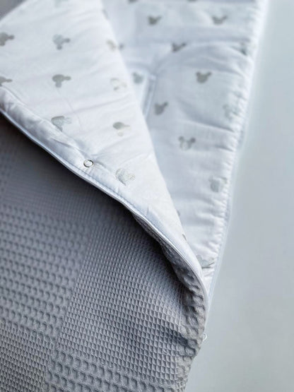 2in1 Einschlagdecke für Babyschale / Baby Schlafsack graue Mäuse