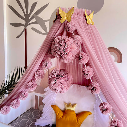 bed canopy old pink