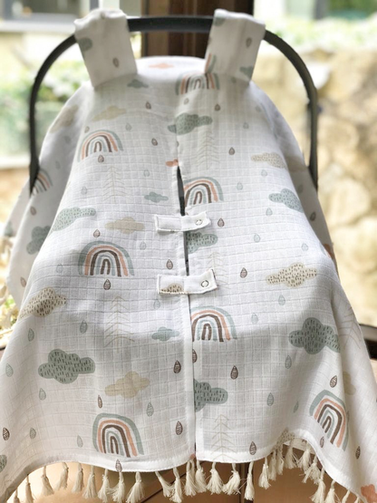 Baby Car Seat Set Rainbow with Fringes