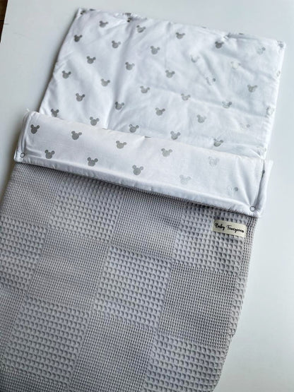 2in1 Einschlagdecke für Babyschale / Baby Schlafsack graue Mäuse