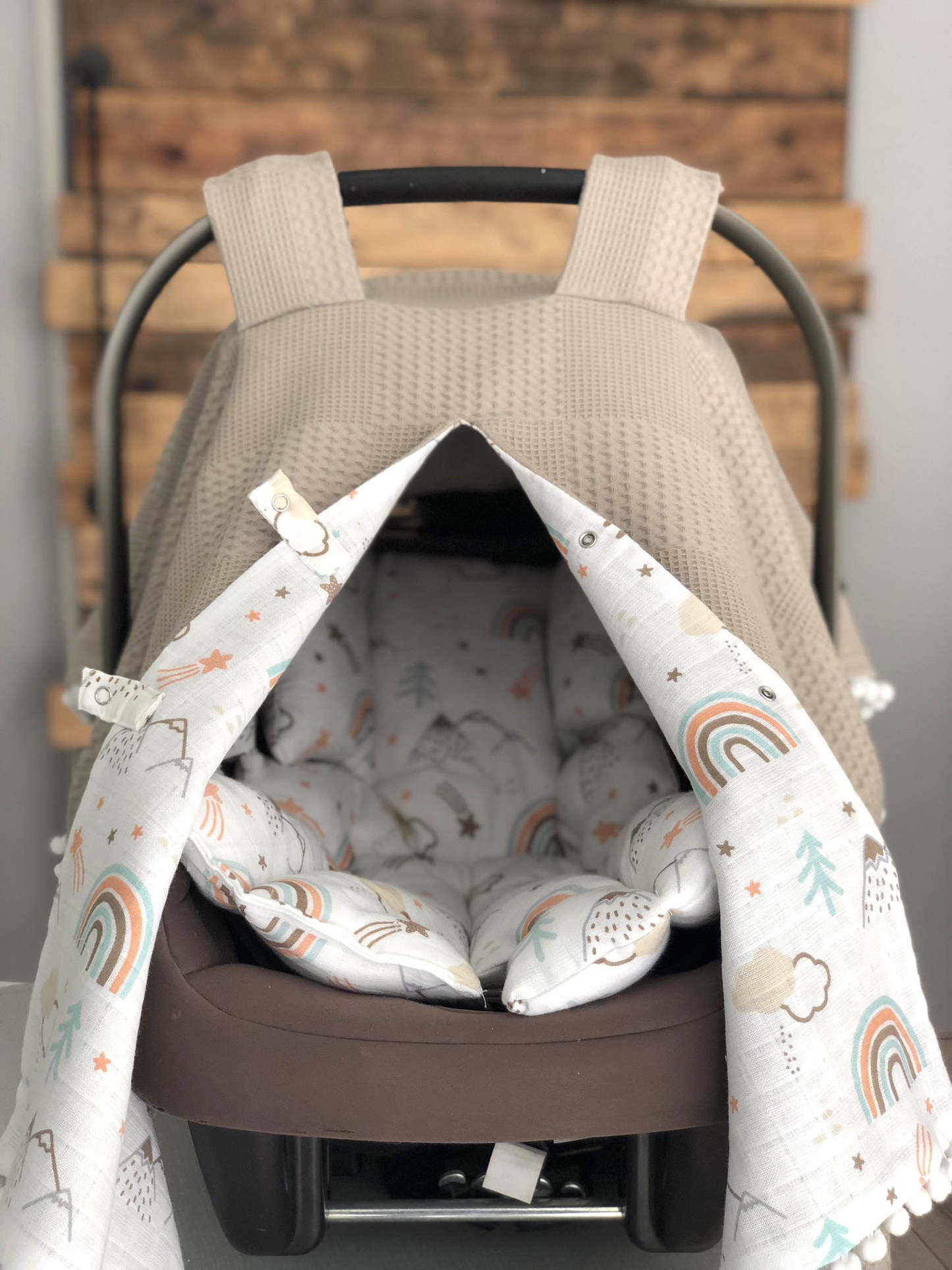 Babyschalen Set 2-lagig, taupe Regenbogen