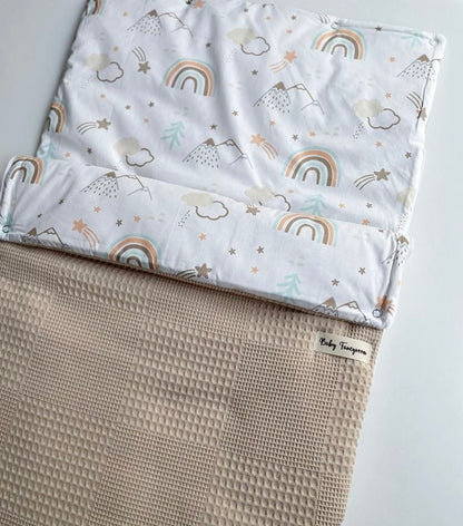 2in1 Wrap Blanket for Baby Car Seat / Baby Sleeping Bag Beige Rainbow