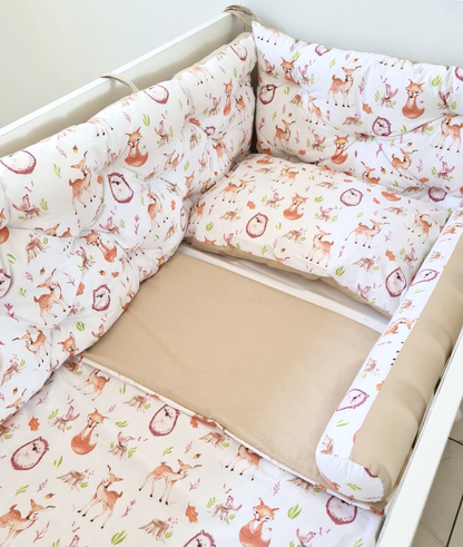 Bed border beige forest animals, bed linen