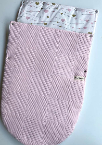 2in1 wrap for baby car seat / baby sleeping bag pink hearts