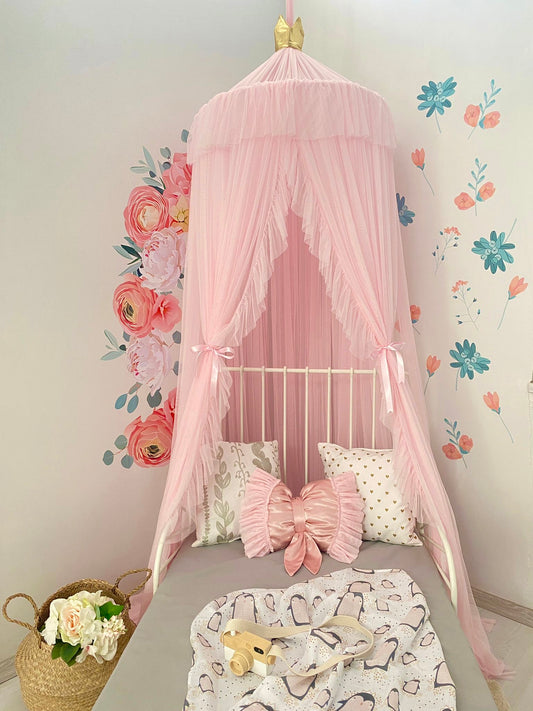 canopy pink with ruffles 