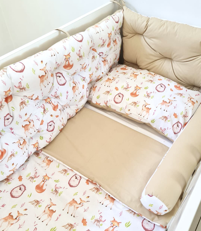 Bed border beige forest animals, bed linen
