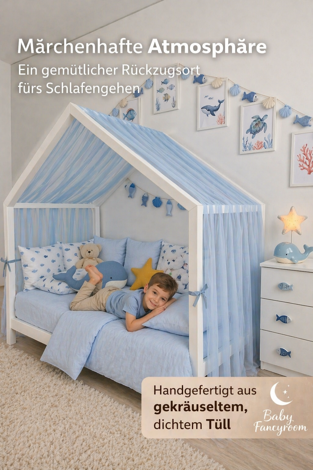 Gekräuselter Hausbett - Himmel blau