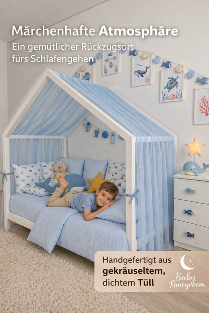 Gekräuselter Hausbett - Himmel blau