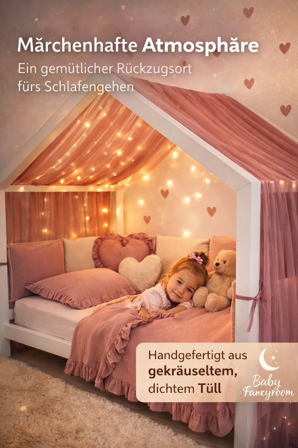 Gekräuselter Hausbett - Himmel rosa