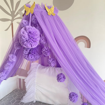 purple bed canopy