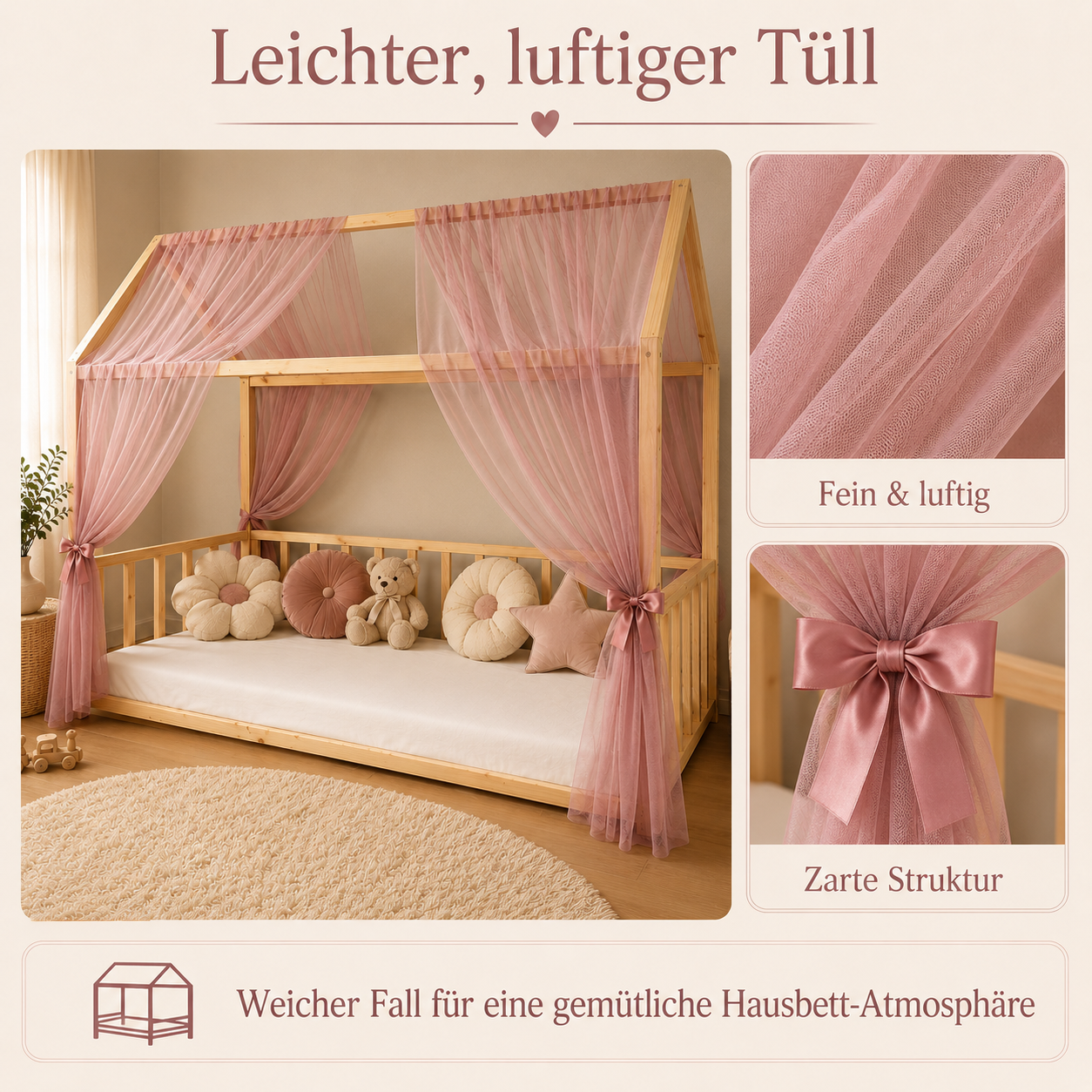 Classic Hausbetthimmel altrosa