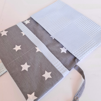 diaper bag classic light blue gray stars